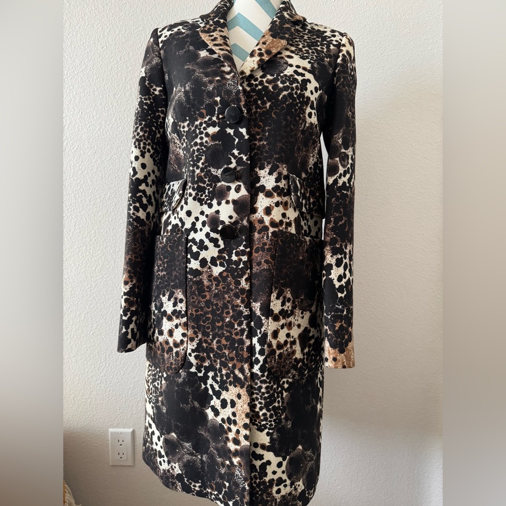 Mulberry Black and Brown Patterned Long Sleeve Coat